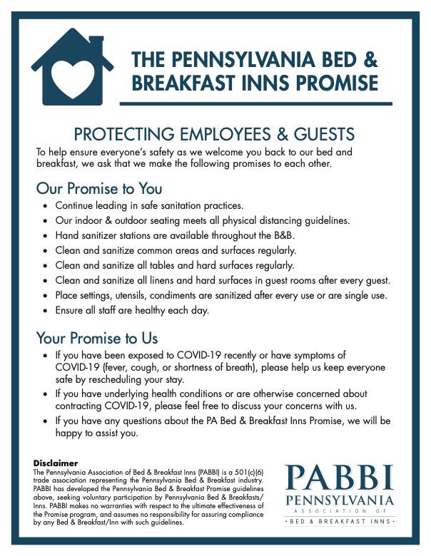pdf file of our B&B promise for COVID-19 recovery and reopening